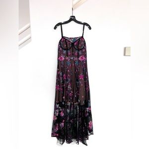 Marchesa Notte Size 6 Floral Embroidered High-low Dress in Black